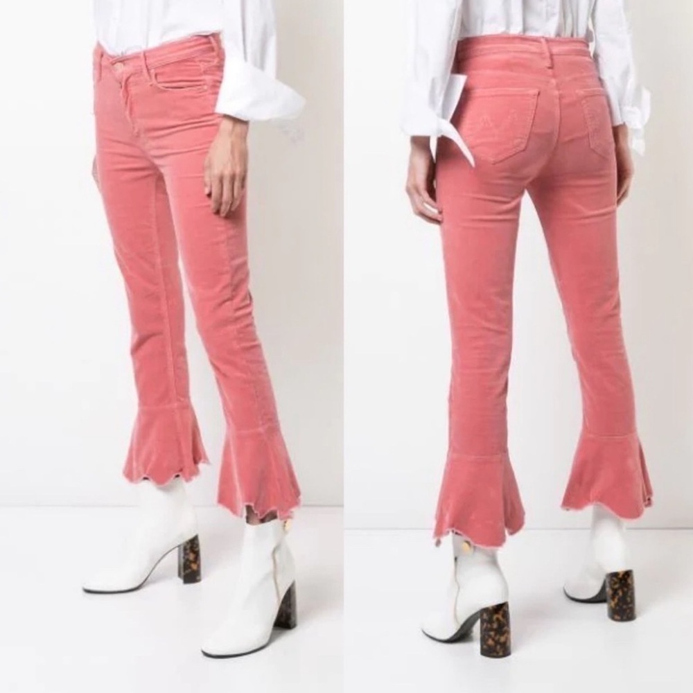 Mother The Cha Cha Chew Corduroy Pants Flared Crop Size 26 Salmon Pink